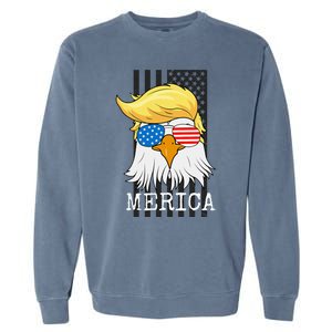 Merica Bald Eagle 4th Of July Trump American Flag Garment-Dyed Sweatshirt