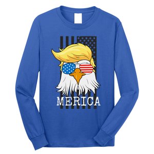 Merica Bald Eagle 4th Of July Trump American Flag Long Sleeve Shirt