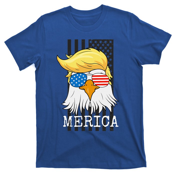 Merica Bald Eagle 4th Of July Trump American Flag T-Shirt