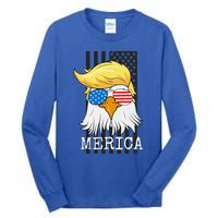 Merica Bald Eagle 4th Of July Trump American Flag Tall Long Sleeve T-Shirt