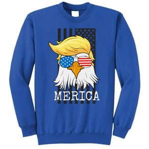 Merica Bald Eagle 4th Of July Trump American Flag Tall Sweatshirt