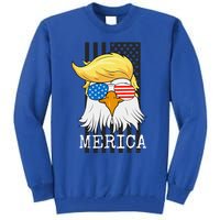 Merica Bald Eagle 4th Of July Trump American Flag Tall Sweatshirt