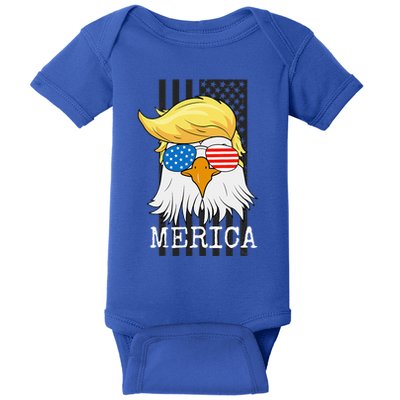 Merica Bald Eagle 4th Of July Trump American Flag Baby Bodysuit
