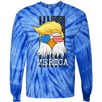 Merica Bald Eagle 4th Of July Trump American Flag Tie-Dye Long Sleeve Shirt