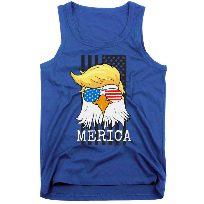 Merica Bald Eagle 4th Of July Trump American Flag Tank Top