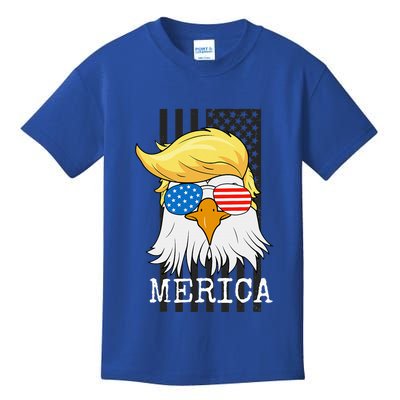 Merica Bald Eagle 4th Of July Trump American Flag Kids T-Shirt