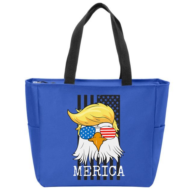 Merica Bald Eagle 4th Of July Trump American Flag Zip Tote Bag