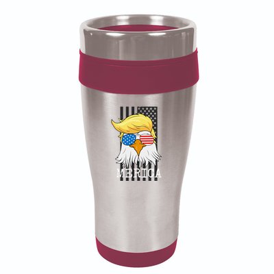 Merica Bald Eagle 4th Of July Trump American Flag 16oz Travel Tumbler