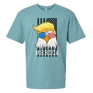 Merica Bald Eagle 4th Of July Trump American Flag Sueded Cloud Jersey T-Shirt