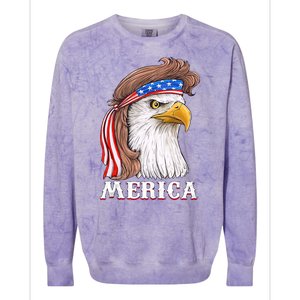 Merica Bald Eagle Mullet 4th Of July American Flag Colorblast Crewneck Sweatshirt