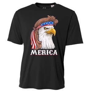 Merica Bald Eagle Mullet 4th Of July American Flag Cooling Performance Crew T-Shirt