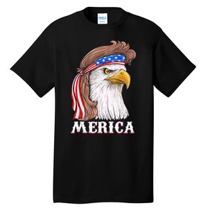 Merica Bald Eagle Mullet 4th Of July American Flag Tall T-Shirt