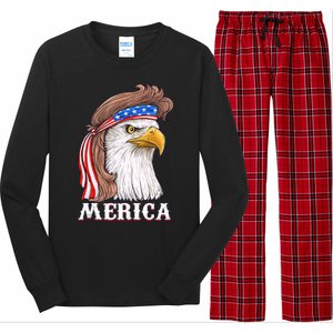 Merica Bald Eagle Mullet 4th Of July American Flag Long Sleeve Pajama Set