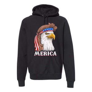 Merica Bald Eagle Mullet 4th Of July American Flag Premium Hoodie