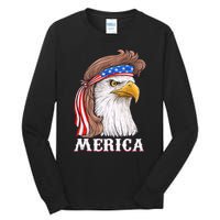 Merica Bald Eagle Mullet 4th Of July American Flag Tall Long Sleeve T-Shirt