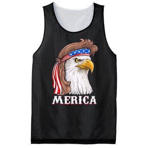 Merica Bald Eagle Mullet 4th Of July American Flag Mesh Reversible Basketball Jersey Tank