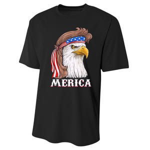 Merica Bald Eagle Mullet 4th Of July American Flag Performance Sprint T-Shirt