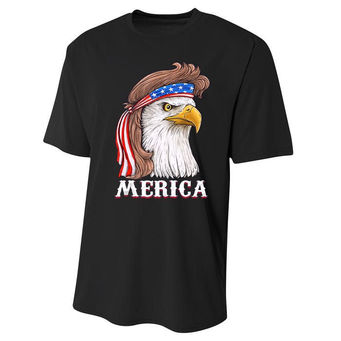 Merica Bald Eagle Mullet 4th Of July American Flag Performance Sprint T-Shirt