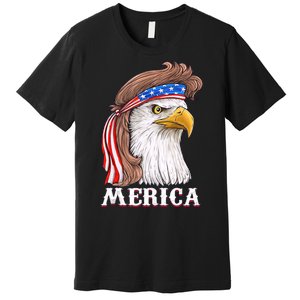 Merica Bald Eagle Mullet 4th Of July American Flag Premium T-Shirt