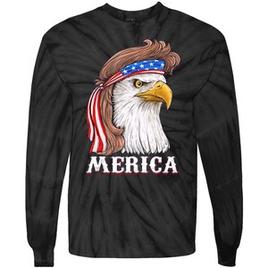 Merica Bald Eagle Mullet 4th Of July American Flag Tie-Dye Long Sleeve Shirt