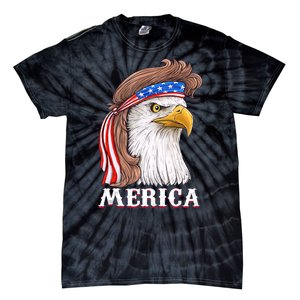 Merica Bald Eagle Mullet 4th Of July American Flag Tie-Dye T-Shirt