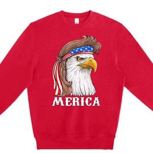 Merica Bald Eagle Mullet 4th Of July American Flag Premium Crewneck Sweatshirt