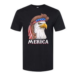 Merica Bald Eagle Mullet 4th Of July American Flag Softstyle CVC T-Shirt