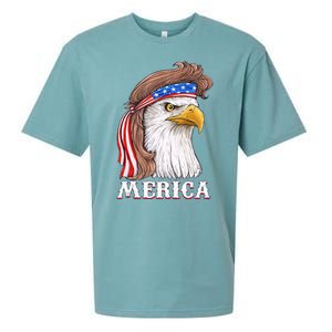 Merica Bald Eagle Mullet 4th Of July American Flag Sueded Cloud Jersey T-Shirt