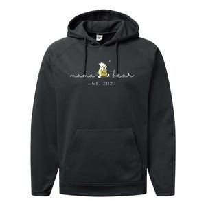 Mama Bear Est 2024 Happy Mothers Day New Mom Pregnancy Performance Fleece Hoodie