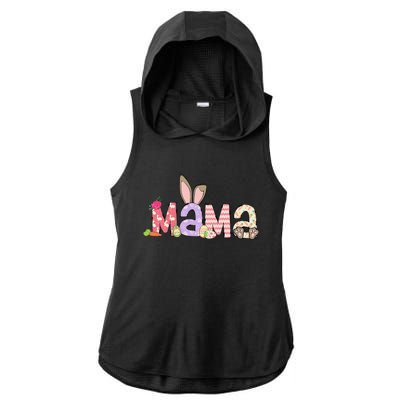 Mama Bunny Easter Mom Pregnancy Expecting Rabbit Mama Ladies PosiCharge Tri-Blend Wicking Draft Hoodie Tank