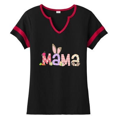 Mama Bunny Easter Mom Pregnancy Expecting Rabbit Mama Ladies Halftime Notch Neck Tee