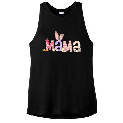 Mama Bunny Easter Mom Pregnancy Expecting Rabbit Mama Ladies PosiCharge Tri-Blend Wicking Tank