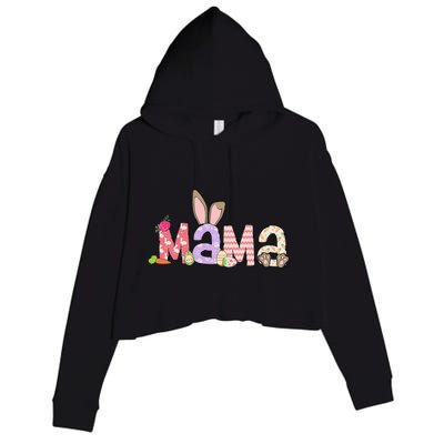 Mama Bunny Easter Mom Pregnancy Expecting Rabbit Mama Crop Fleece Hoodie