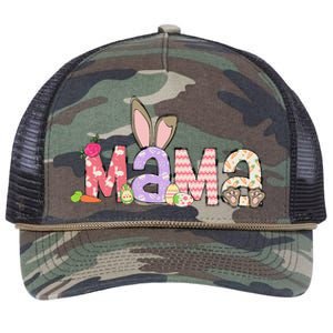 Mama Bunny Easter Mom Pregnancy Expecting Rabbit Mama Retro Rope Trucker Hat Cap