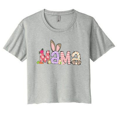 Mama Bunny Easter Mom Pregnancy Expecting Rabbit Mama Women's Crop Top Tee