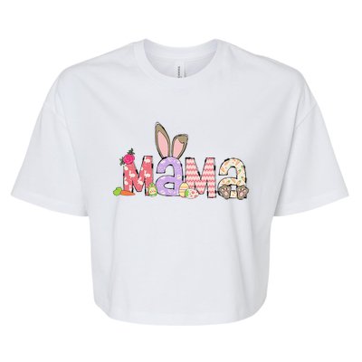 Mama Bunny Easter Mom Pregnancy Expecting Rabbit Mama Bella+Canvas Jersey Crop Tee