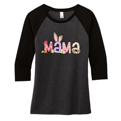 Mama Bunny Easter Mom Pregnancy Expecting Rabbit Mama Women's Tri-Blend 3/4-Sleeve Raglan Shirt