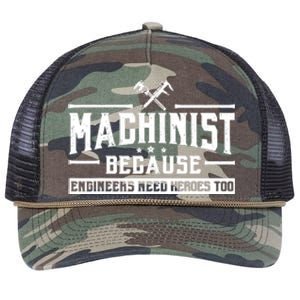 Machinist Because Engineers Need Heroes Too  Machinist Gift Retro Rope Trucker Hat Cap