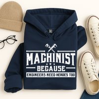 Machinist Because Engineers Need Heroes Too  Machinist Gift Hoodie