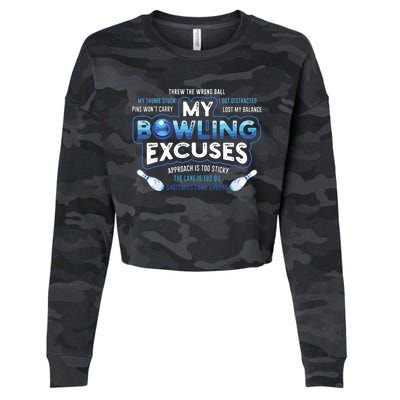 My Bowling Excuses Funny Bowling Gift Cropped Pullover Crew