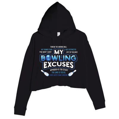 My Bowling Excuses Funny Bowling Gift Crop Fleece Hoodie