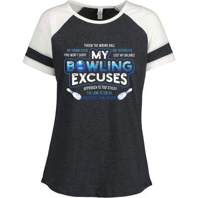 My Bowling Excuses Funny Bowling Gift Enza Ladies Jersey Colorblock Tee