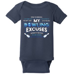 My Bowling Excuses Funny Bowling Gift Baby Bodysuit