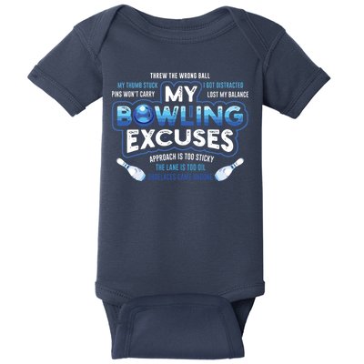 My Bowling Excuses Funny Bowling Gift Baby Bodysuit