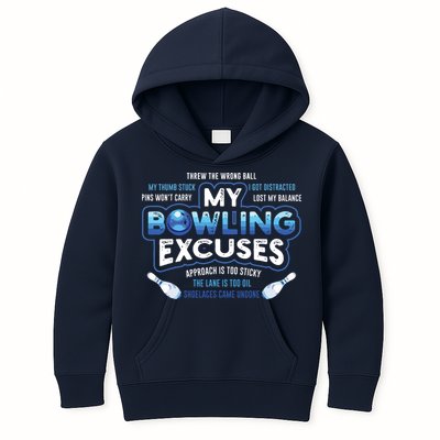 My Bowling Excuses Funny Bowling Gift Kids Hoodie