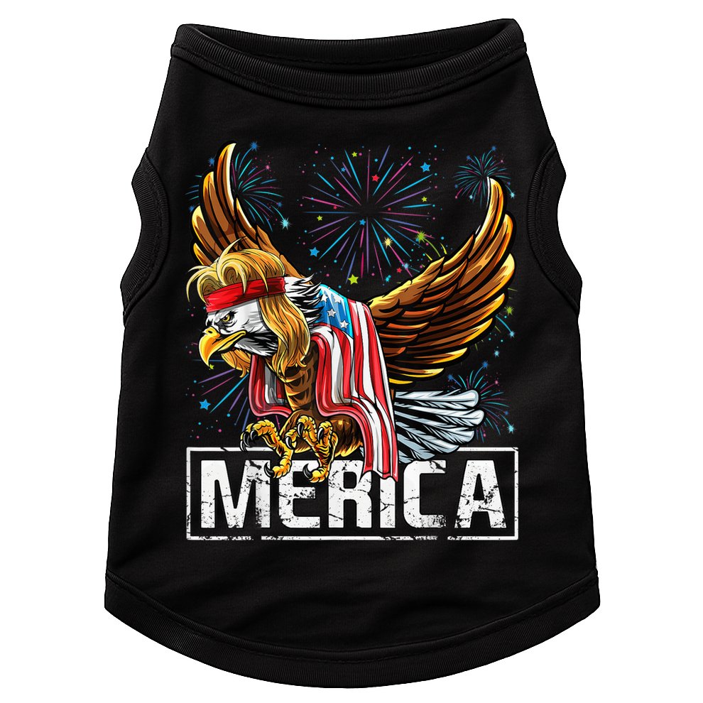 Merica Bald Eagle Mullet 4th of July American Flag Patriotic Doggie Tank