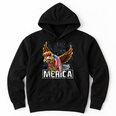 Merica Bald Eagle Mullet 4th of July American Flag Patriotic Hoodie