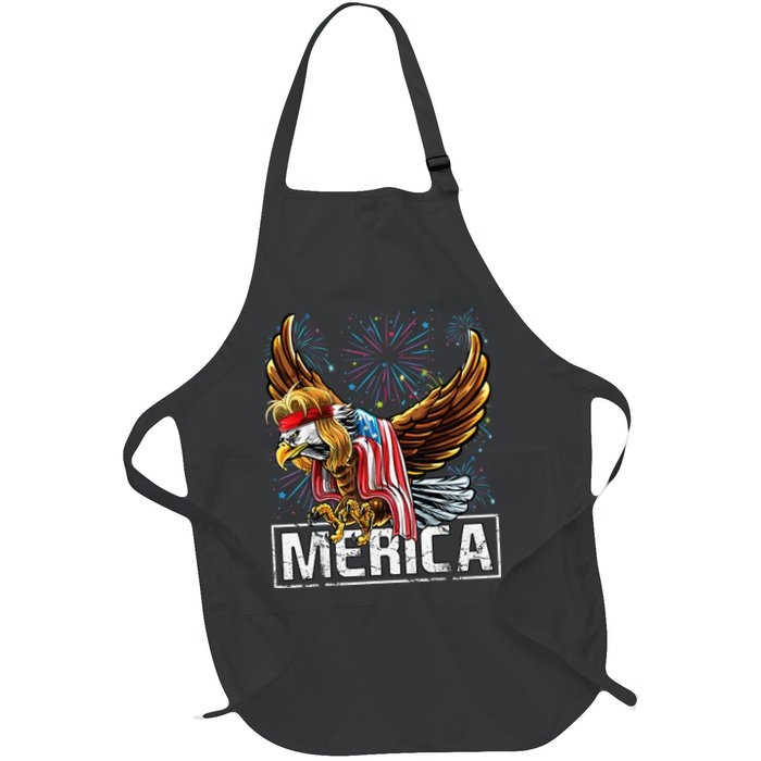 Merica Bald Eagle Mullet 4th of July American Flag Patriotic Apron