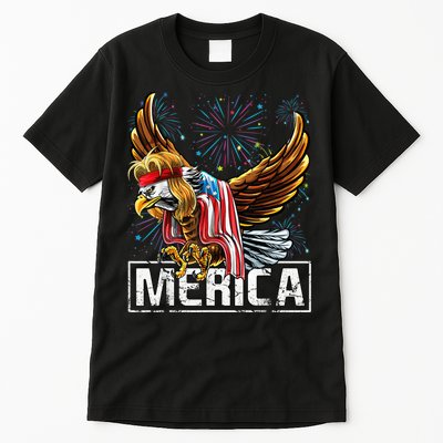 Merica Bald Eagle Mullet 4th of July American Flag Patriotic Tall T-Shirt