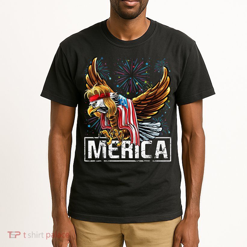 Merica Bald Eagle Mullet 4th of July American Flag Patriotic Tall T-Shirt